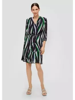 Короткое платье s.Oliver BLACK LABEL Kleid kurz, цвет Blau-mehrfarbig