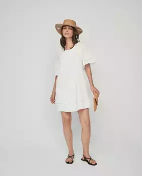 Короткое платье с отделкой на рукавах и подоле & Me Unlimited, белый