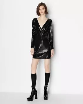 Короткое платье с пайетками Armani Exchange, черный