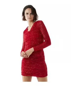 Короткое платье с пайетками и длинными рукавами Silvian Heach, красный