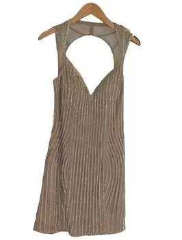 Короткое платье с пайетками серебристого цвета JOVANI, серебряный