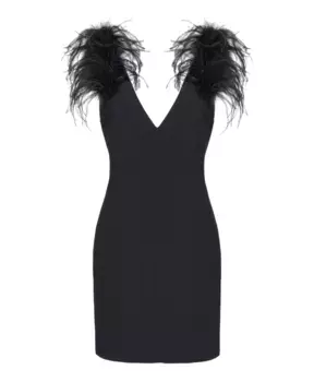 Короткое платье с перьями Pinko, черный
