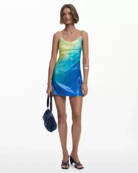 Короткое платье с перекрещивающимися бретелями Desigual, синий