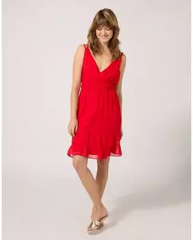 Короткое платье с плетеными бретелями Naf Naf, красный