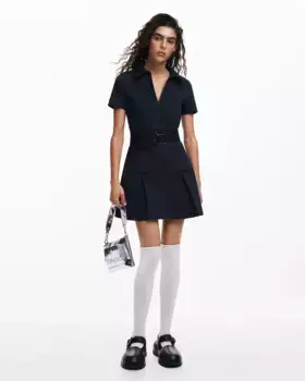 Короткое платье с плиссированной юбкой Desigual, черный