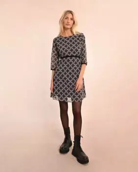 Короткое платье с полурукавом и принтом Molly Bracken, синий