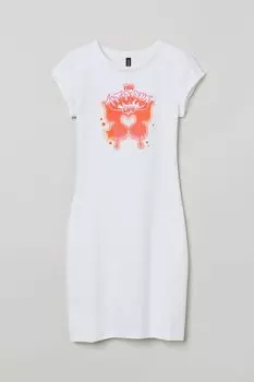 Короткое платье с принтом H&amp;M, белый / утопическая жизнь