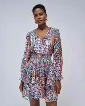 Короткое платье с принтом и рюшами Salsa Jeans, мультиколор