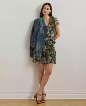 Короткое платье с принтом Lauren Ralph Lauren, зеленый