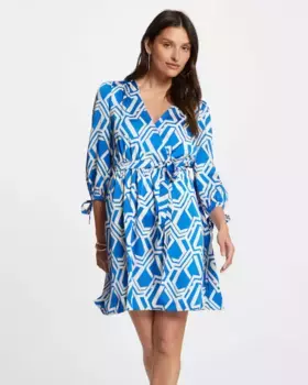 Короткое платье с принтом Morgan, синий