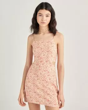 Короткое платье с принтом на бретелях Green Coast, персиковый