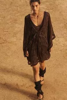 Короткое платье с принтом ZARA, коричневый