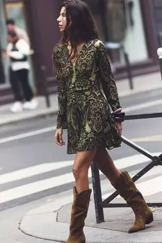 Короткое платье с принтом ZARA, разноцветный