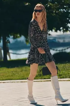 Короткое платье с принтом ZARA, разноцветный