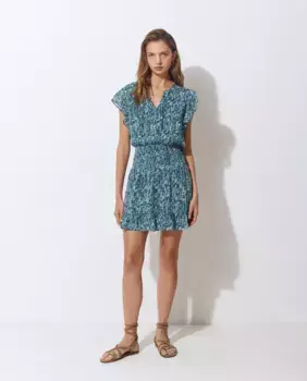 Короткое платье с принтованным халатом Brownie, зеленый