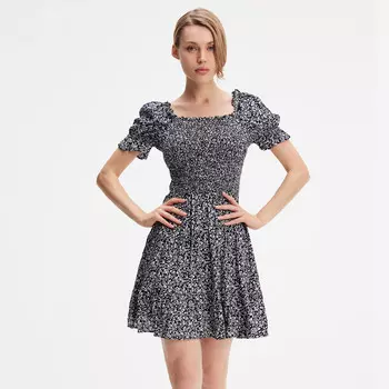 Короткое платье с присборенным верхом и принтом свободы Smart And Joy, синий