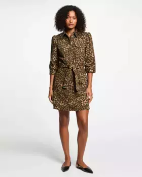 Короткое платье с прямым принтом Morgan, коричневый