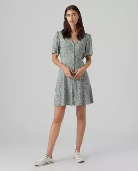 Короткое платье с пуговицами Vero Moda, зеленый