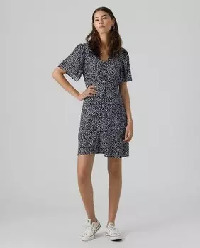 Короткое платье с пуговицами Vero Moda, темно-синий
