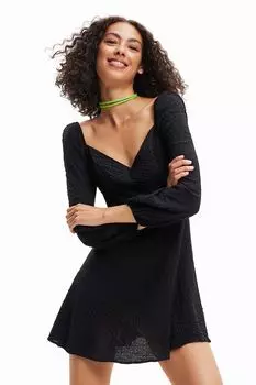 Короткое платье с рельефом Desigual, черный