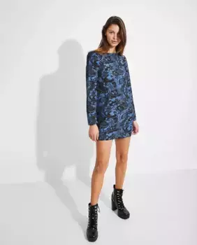 Короткое платье с ретро-принтом Nalle, синий