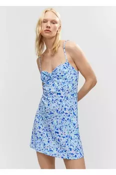 Короткое платье с рисунком Mango, синий