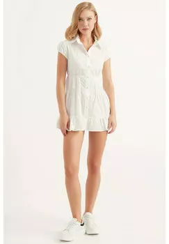 Короткое платье с рюшами Herita, экрю