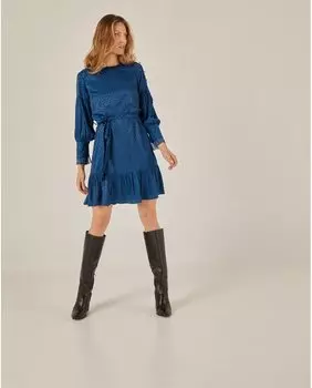 Короткое платье с рюшами и пуговицами Niza, синий