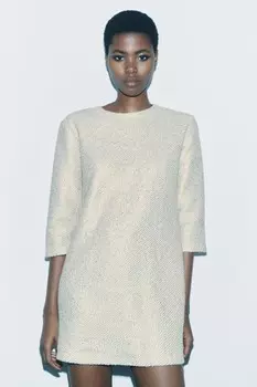Короткое платье с текстурой ZARA, золотой