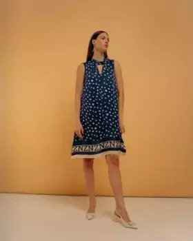 Короткое платье с узлом на шее Niza, тёмно-синий