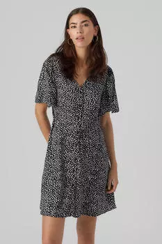 Короткое платье с V-образным вырезом Vero Moda, черный