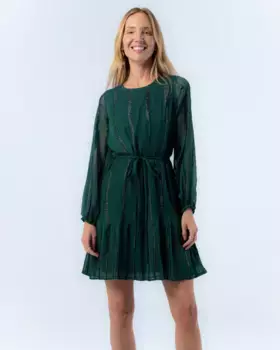 Короткое платье с V-образным вырезом и поясом из бисера Лара Niza, зеленый