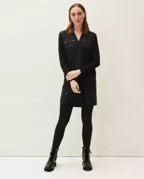 Короткое платье с V-образным вырезом и длинными рукавами Phase Eight, черный