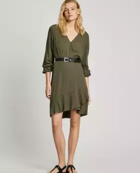Короткое платье с V-образным вырезом Pepe Jeans, цвет Verde Militar