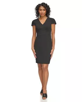 Короткое платье с V-образным вырезом DKNY, черный