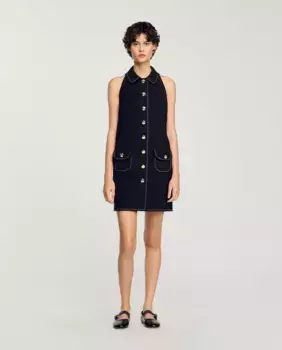 Короткое платье с воротником "бэби" Sandro, черный