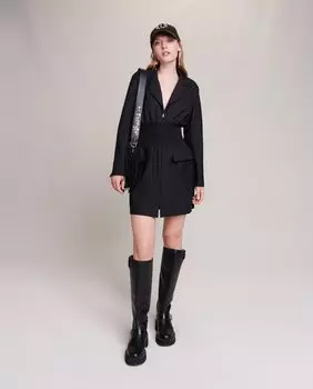 Короткое платье с воротником-смокингом Maje, черный