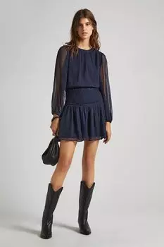 Короткое платье с воздушными рукавами Pepe Jeans London, синий