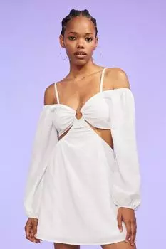 Короткое платье с вырезами H&M, белый