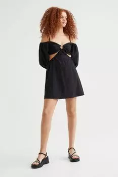 Короткое платье с вырезами H&M, черный