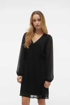 Короткое платье с вырезом и кружевом Vero Moda, черный