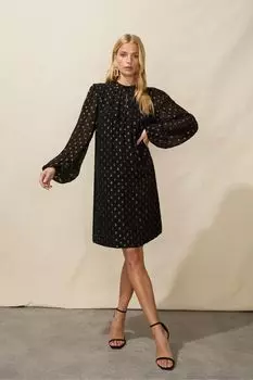 Короткое платье с вырезом и вырезом из золотой фольги Ro&Zo, черный