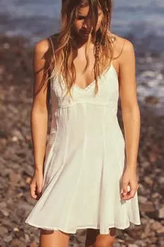 Короткое платье с вышивкой ZARA, белый