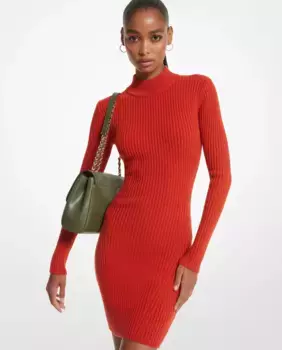 Короткое платье с высоким воротником и длинными рукавами Michael Michael Kors, красный