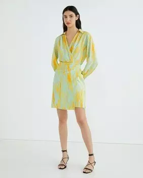 Короткое платье с запахом и принтом Esprit, мультиколор