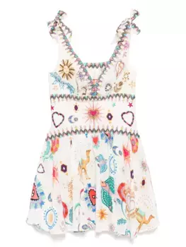 Короткое платье с завязками Camilla, белый