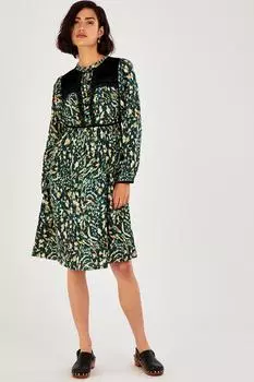 Короткое платье с животным принтом Monsoon, синий