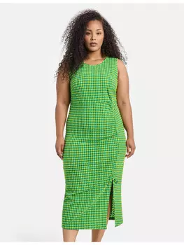 Короткое платье SAMOON Langarm kurz, цвет galactic green gemustert