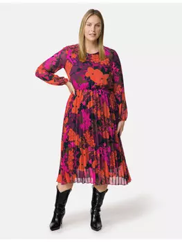 Короткое платье SAMOON Langarm kurz, цвет amazing pink gemustert