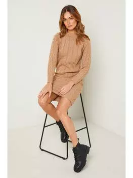 Короткое платье So Cachemire, кэмел